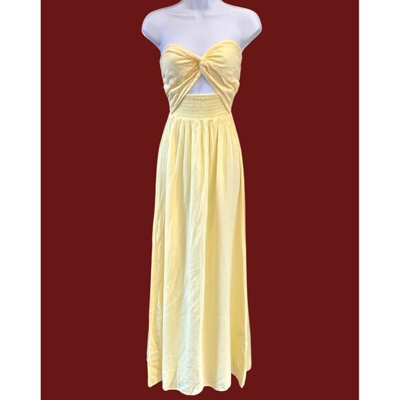 Seaspice Resort Wear Yellow Strapless Cutout Maxi Boho Beach Dress Medium Summer - Picture 1 of 4